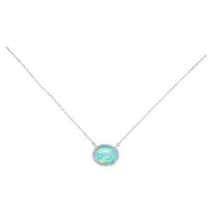 Opal & Diamond Halo Necklace