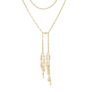 Opal And Pearl Cz Lariat Necklace