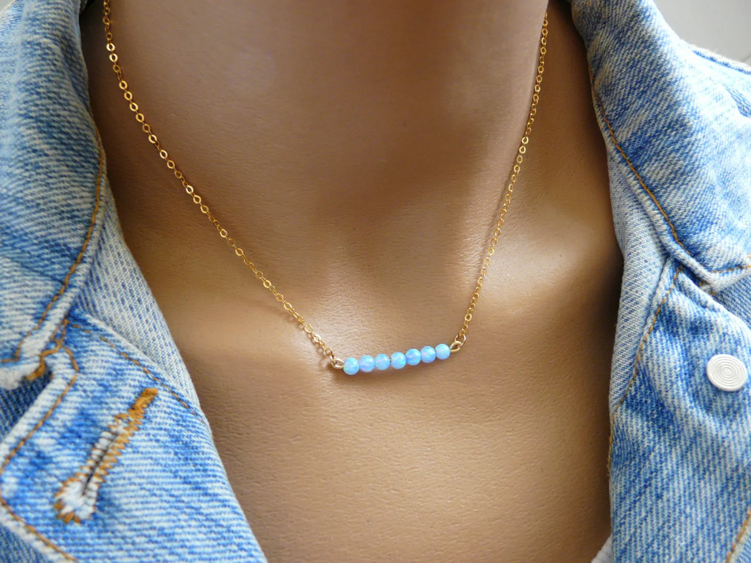 Opal Bar Necklace – Elegant Minimalist Design