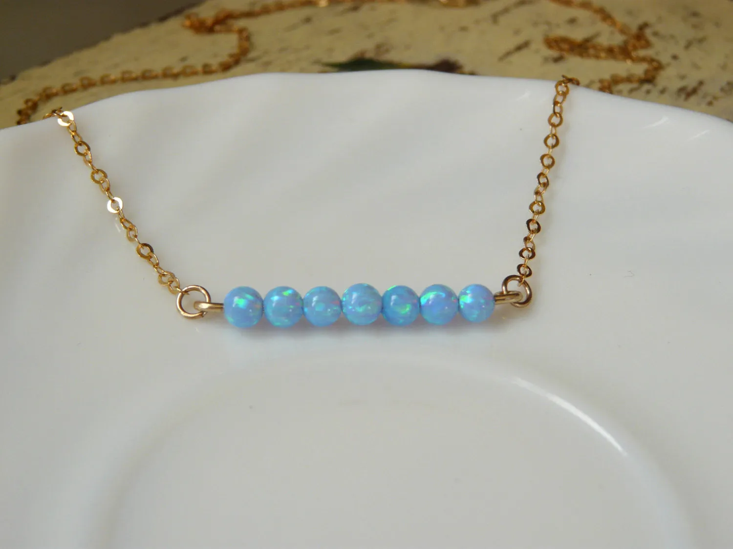 Opal Bar Necklace – Elegant Minimalist Design