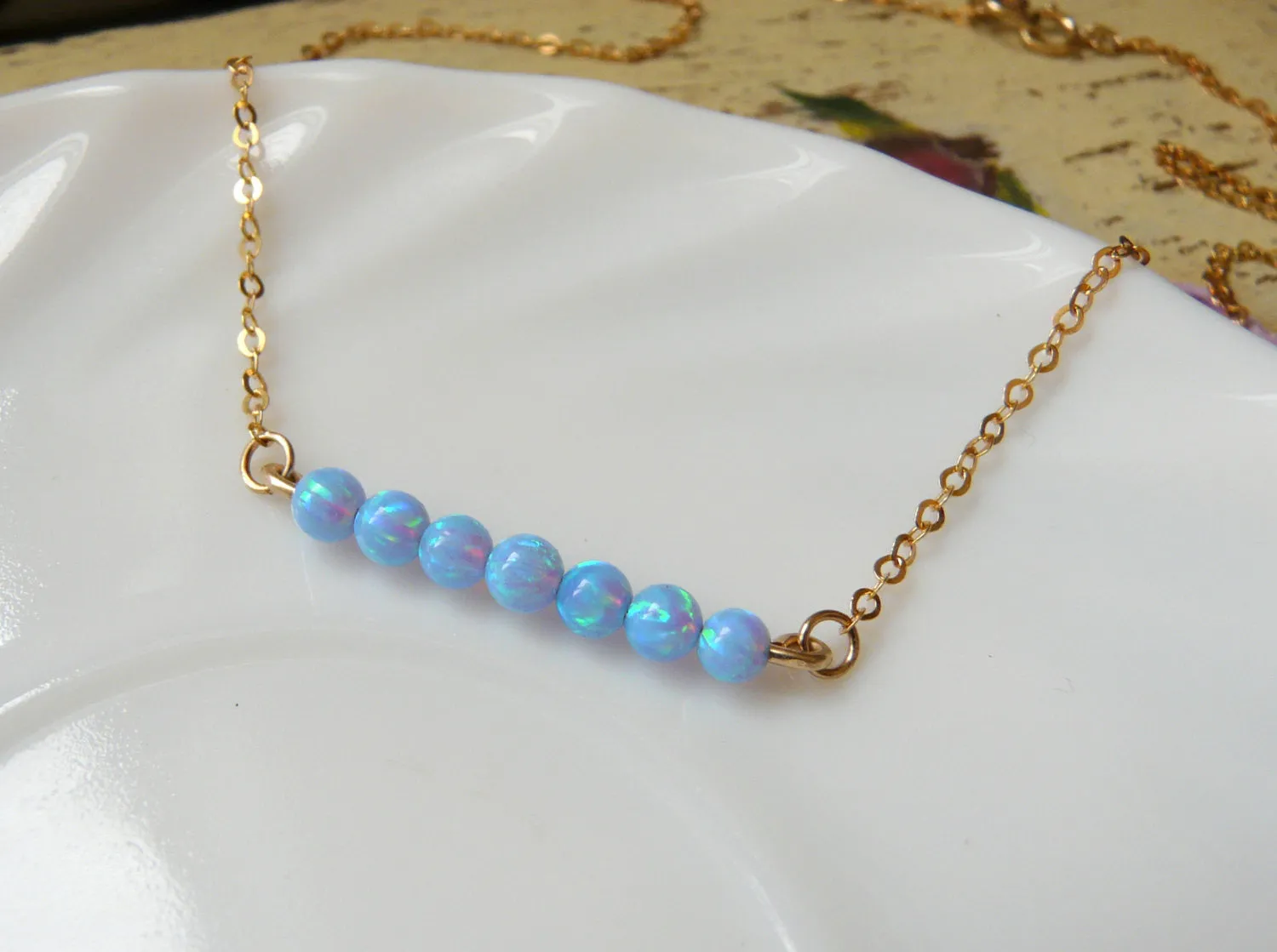 Opal Bar Necklace – Elegant Minimalist Design