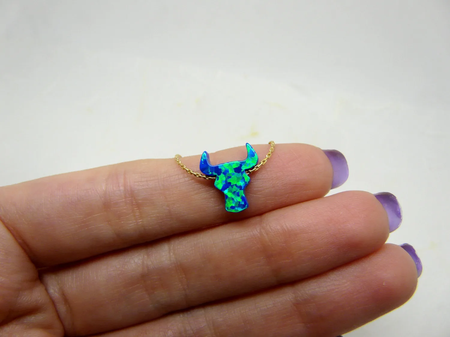 Opal Bull Necklace – Symbol of Strength