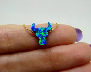 Opal Bull Necklace – Symbol of Strength