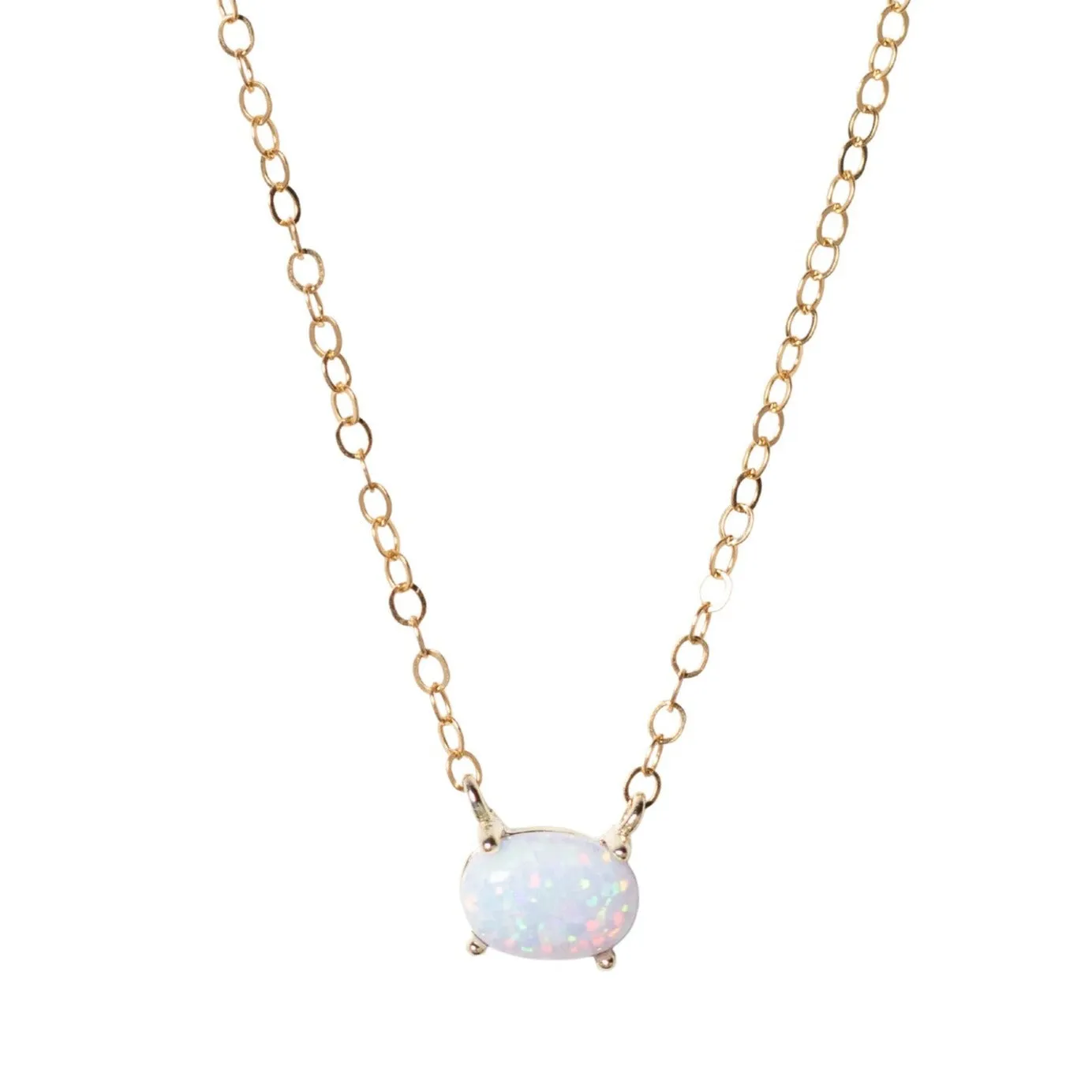 Opal Oval Solitaire Necklace