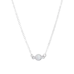 Opal Solitaire Necklace in Silver