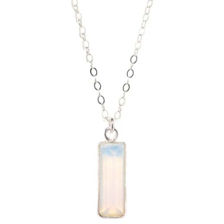 Opalite Bar Necklace in Silver