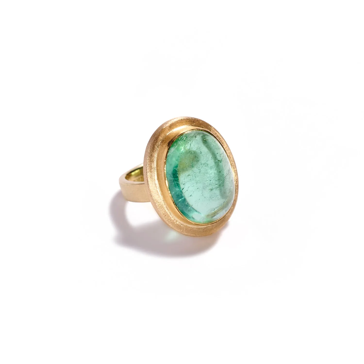 Oval Cabachon Green Tourmaline Ring