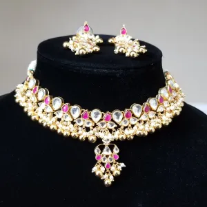 Pachi Kundan NecklaceSet With Gold Plating