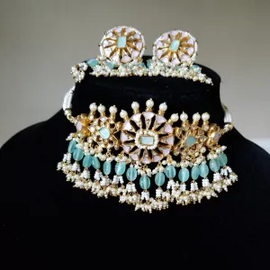 Pachi Kundan Pastel Choker Set With Gold Plating