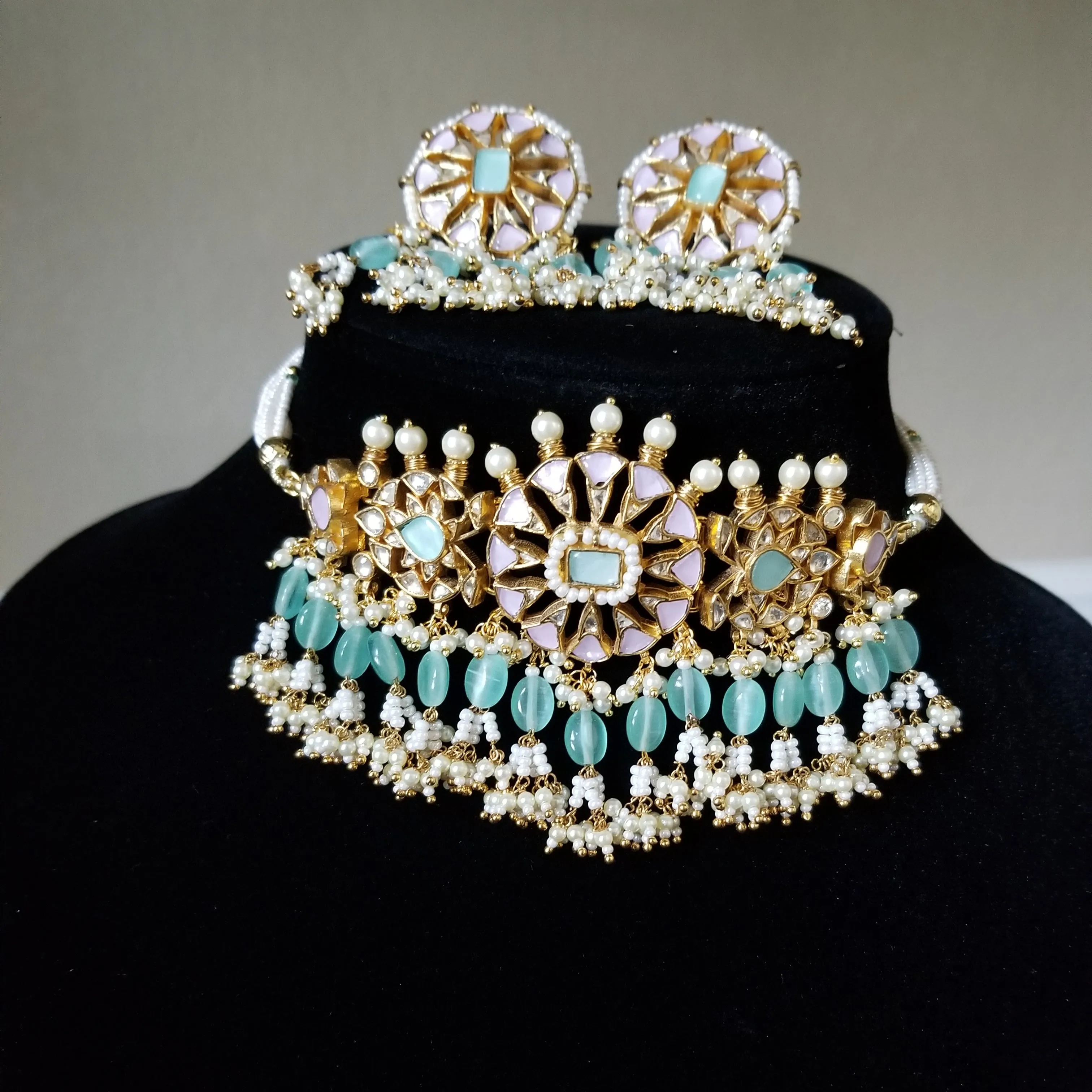 Pachi Kundan Pastel Choker Set With Gold Plating