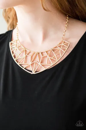 Paparazzi Strike White Haute Necklace Gold