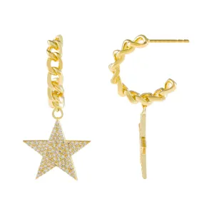 Pavé Star Cuban Hoop Earring