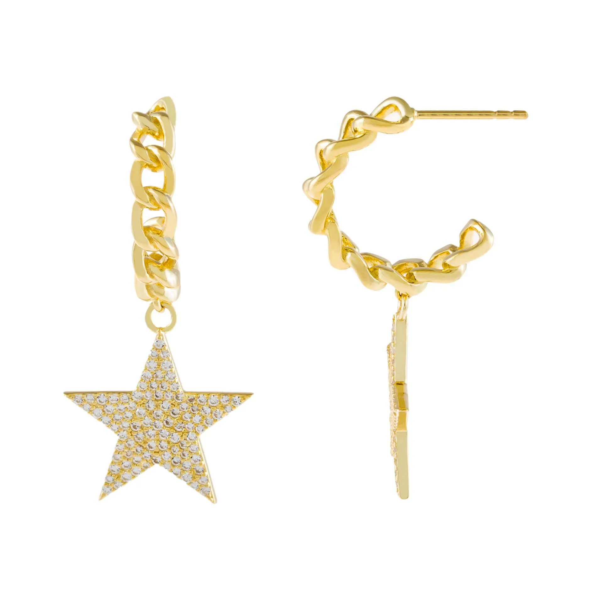 Pavé Star Cuban Hoop Earring