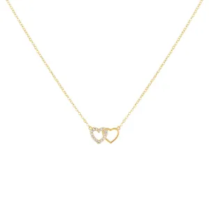 Pavé X Solid Interlocking Heart Necklace