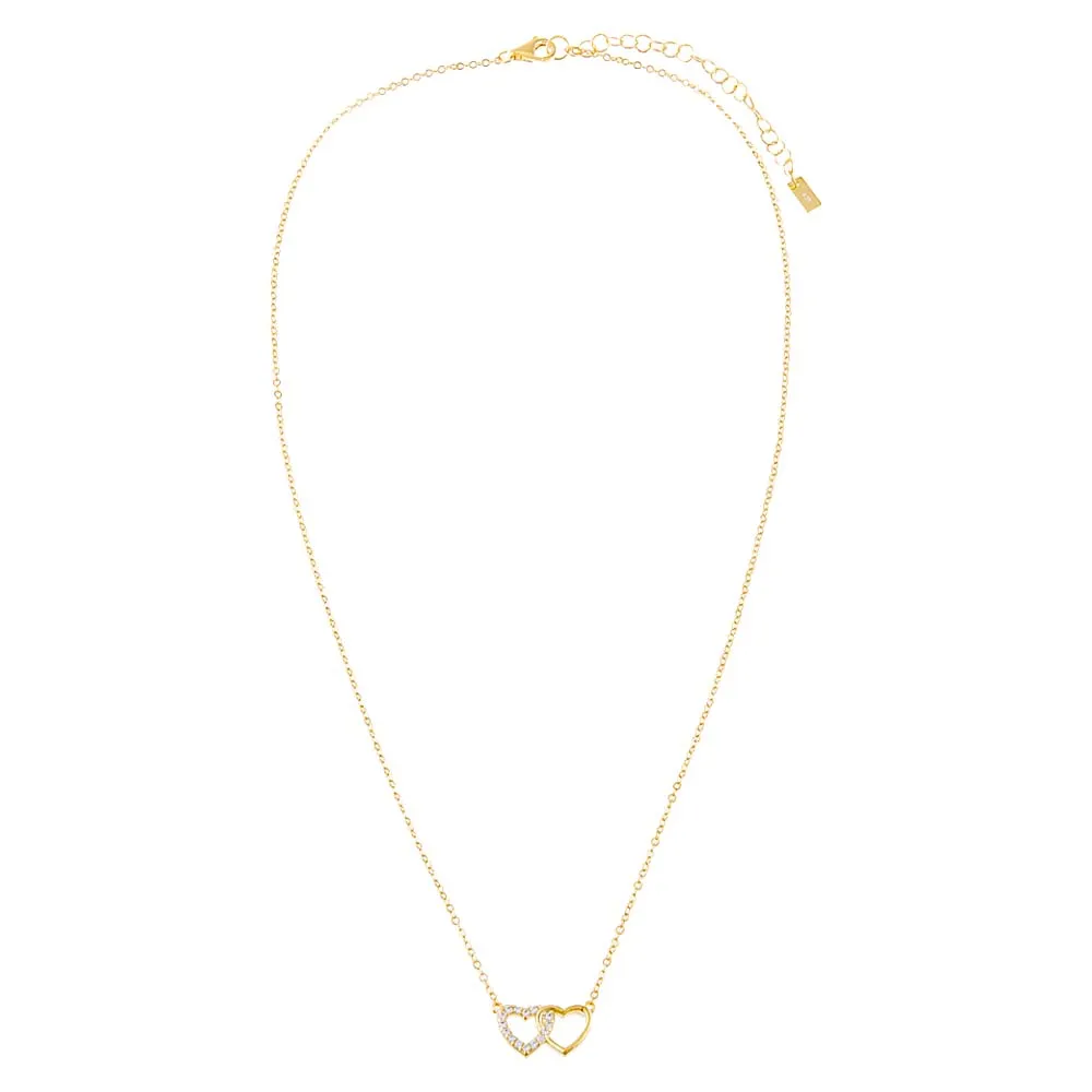 Pavé X Solid Interlocking Heart Necklace