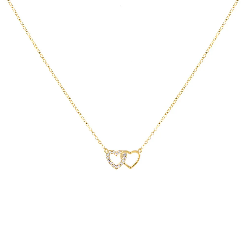 Pavé X Solid Interlocking Heart Necklace
