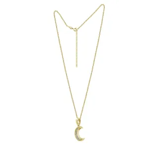Pave Crescent Pendant Necklace
