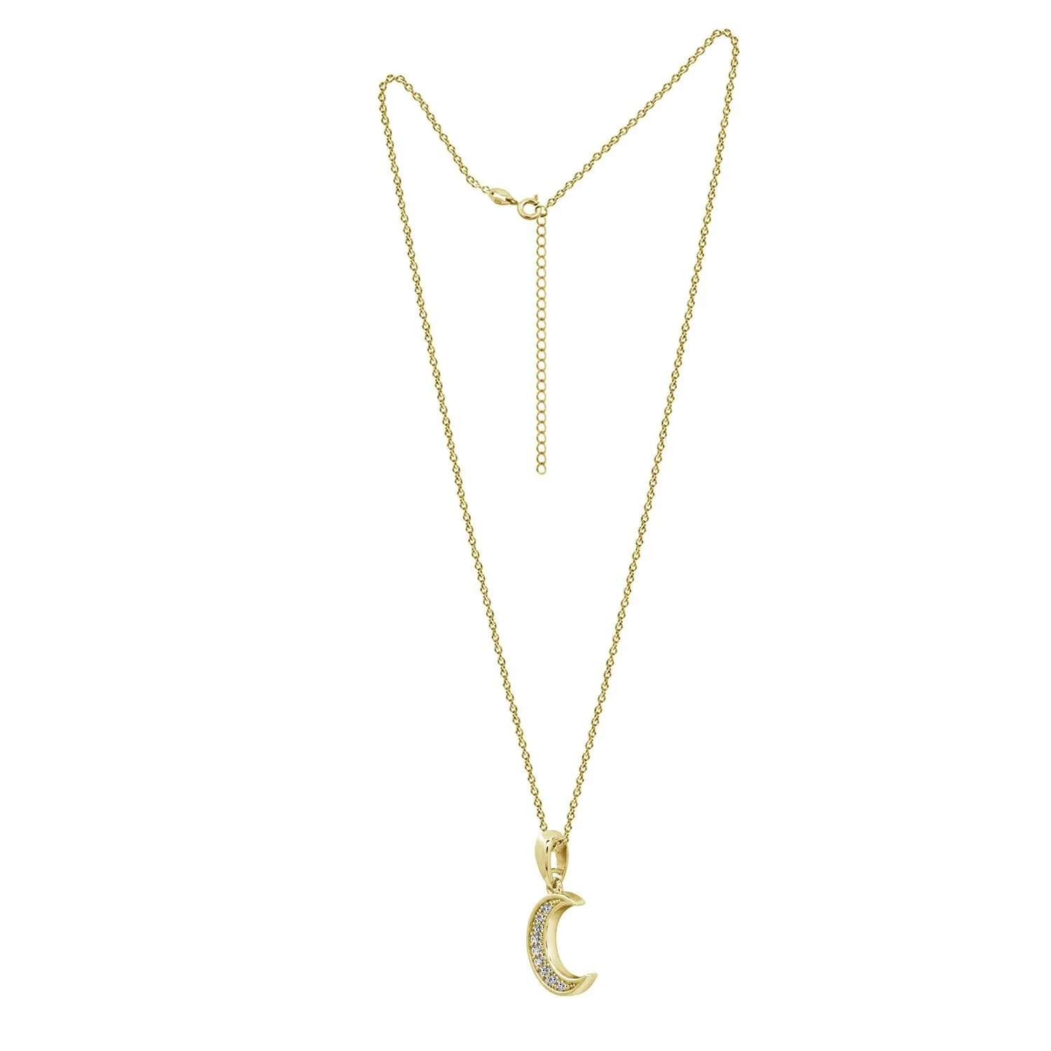 Pave Crescent Pendant Necklace