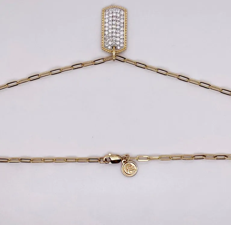 Pave Diamond Dog Tag Necklace