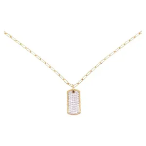 Pave Diamond Dog Tag Necklace