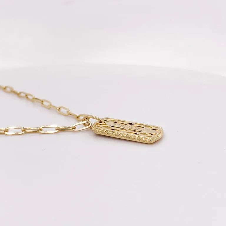 Pave Diamond Dog Tag Necklace