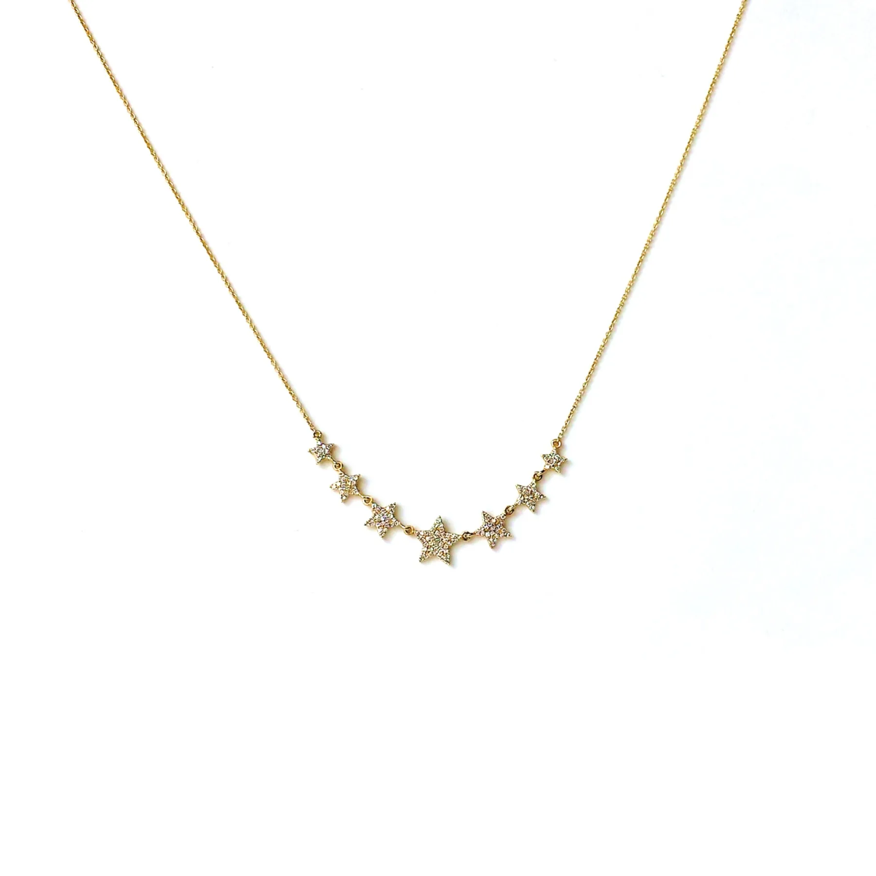 Pave Diamond Star Cluster Necklace
