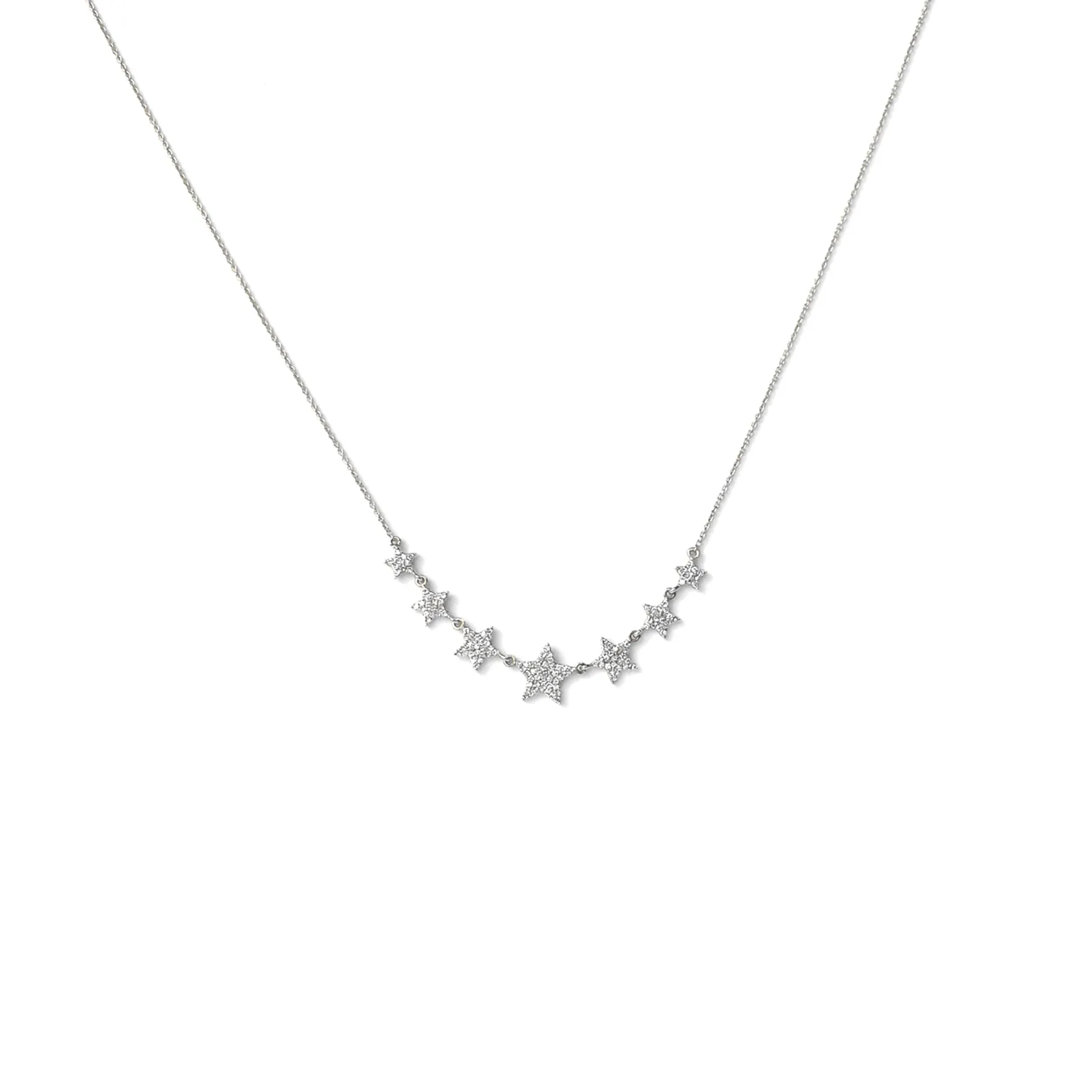 Pave Diamond Star Cluster Necklace