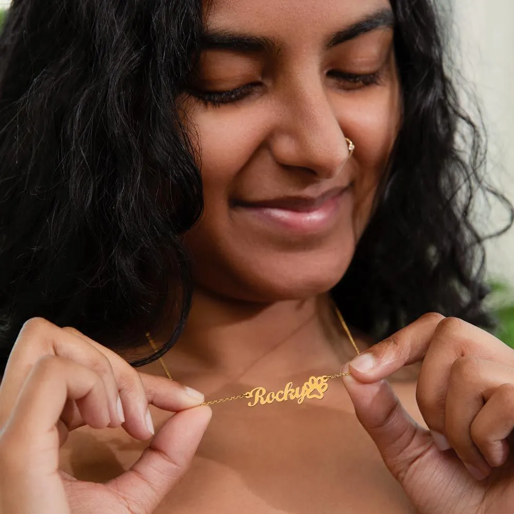 Paw Print Name Necklace - Road To My Heart