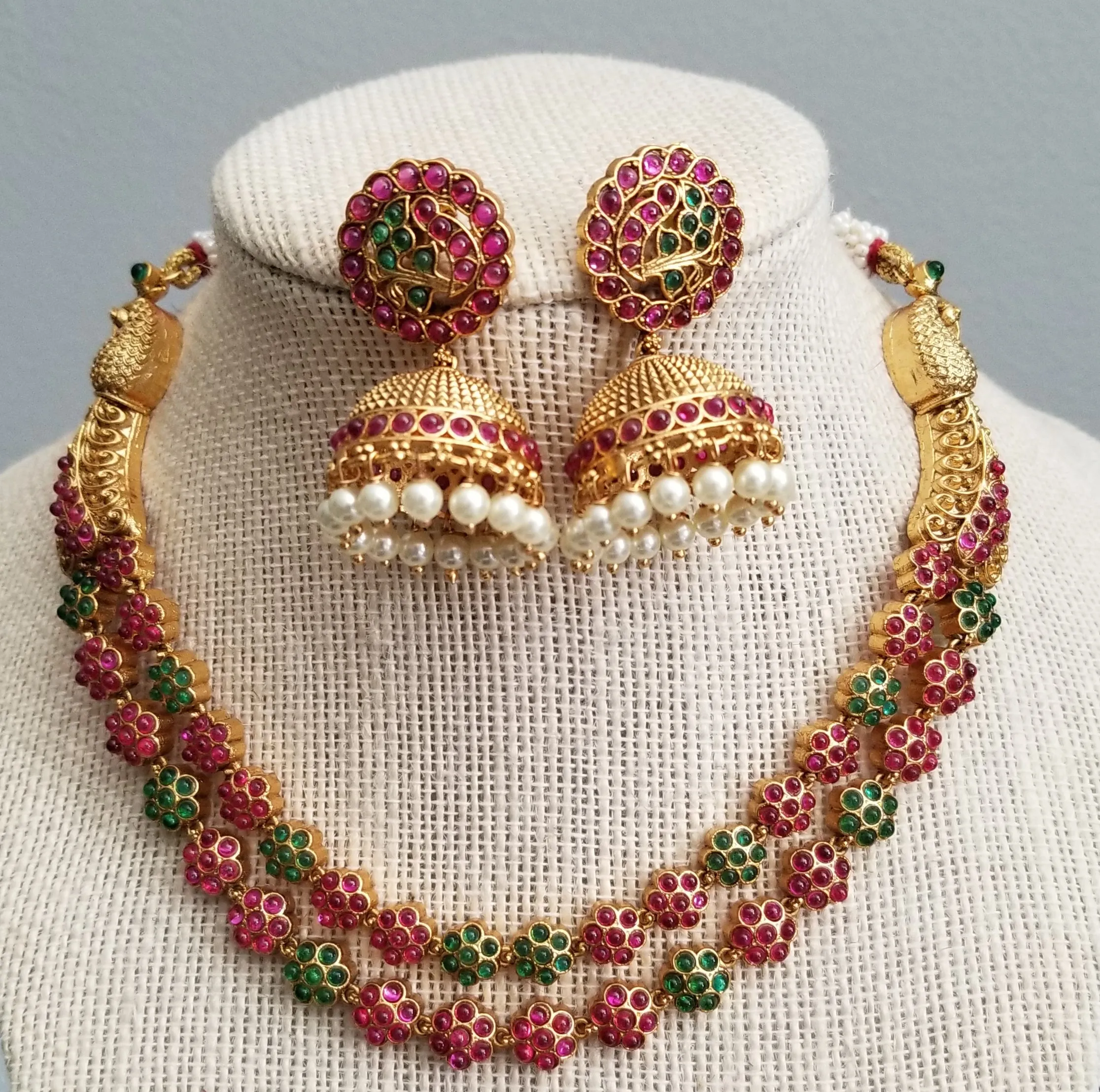 Peacock Design Kemp Stone Necklace Set BT7