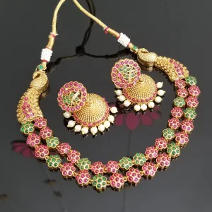 Peacock Design Kemp Stone Necklace Set BT7