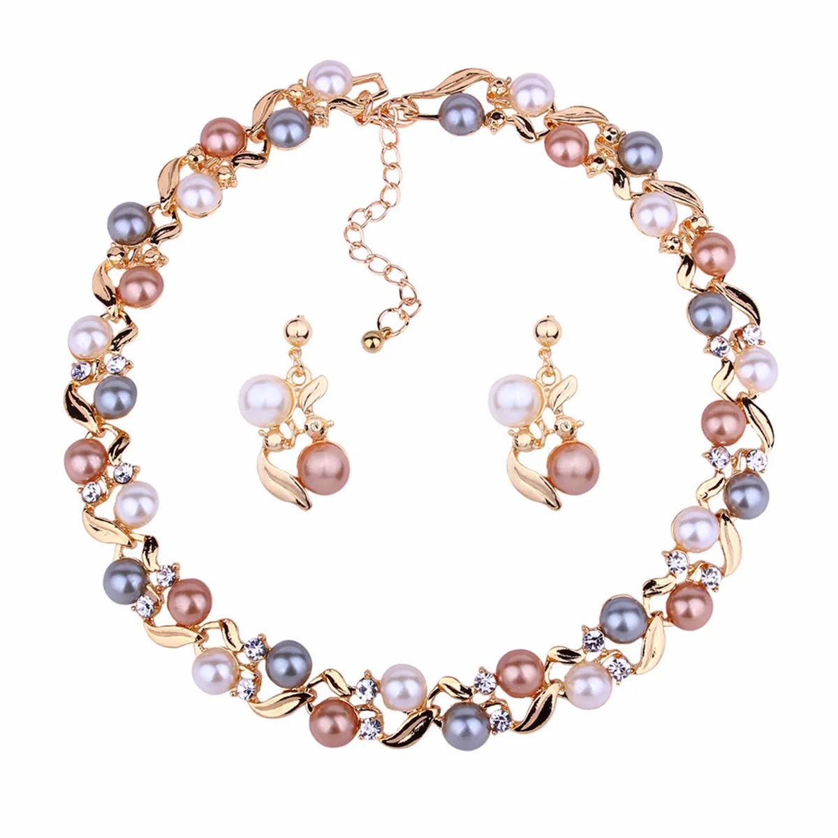 Pearl & Cubic Zirconia 18K Gold-Plated Chain Necklace & Drop Earrings