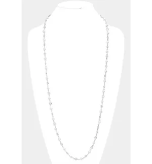 Pearl Clear Bezel Station Long Necklace