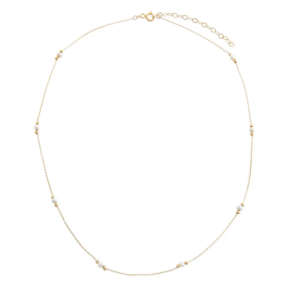 Pearl Embedded Chain Necklace 14K