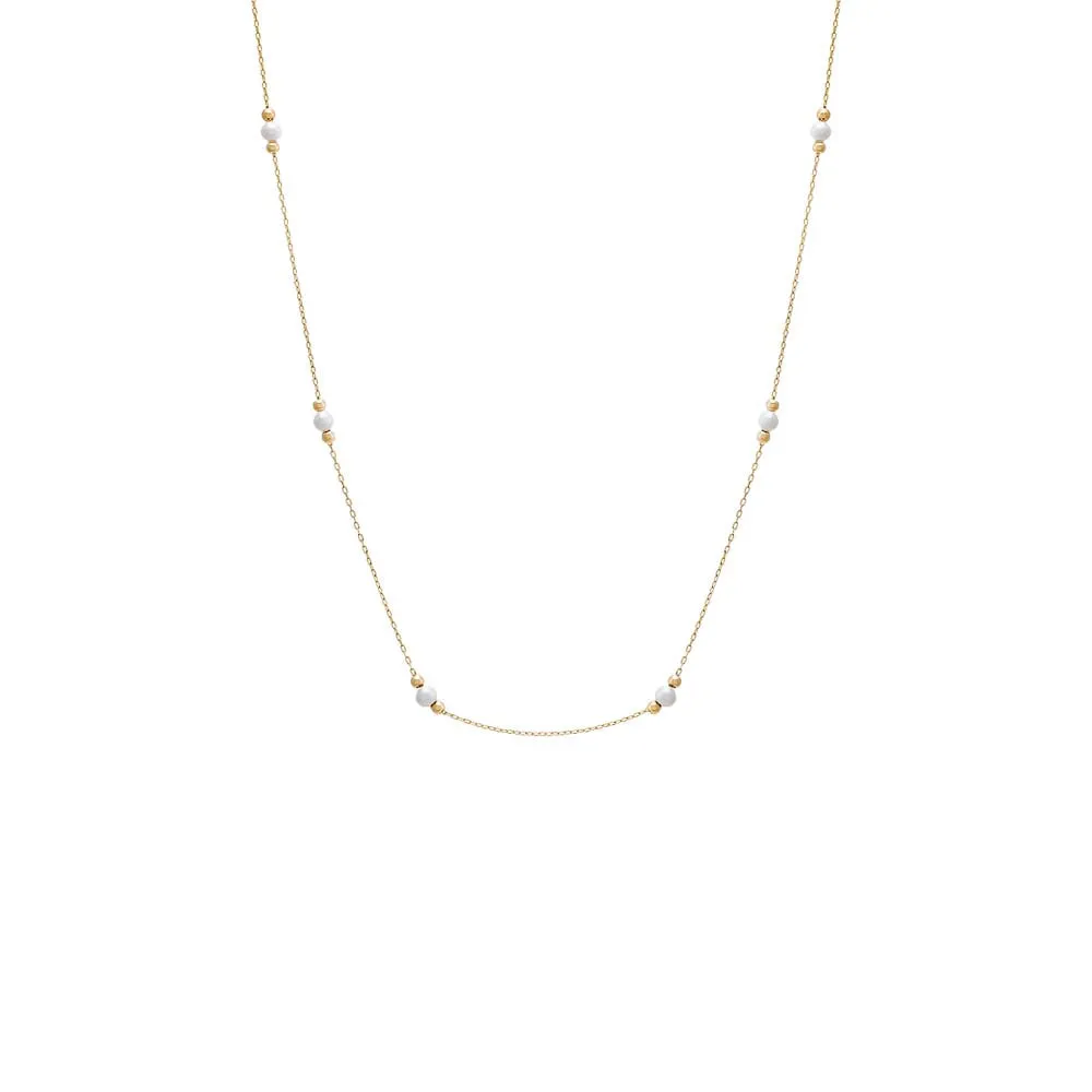 Pearl Embedded Chain Necklace 14K