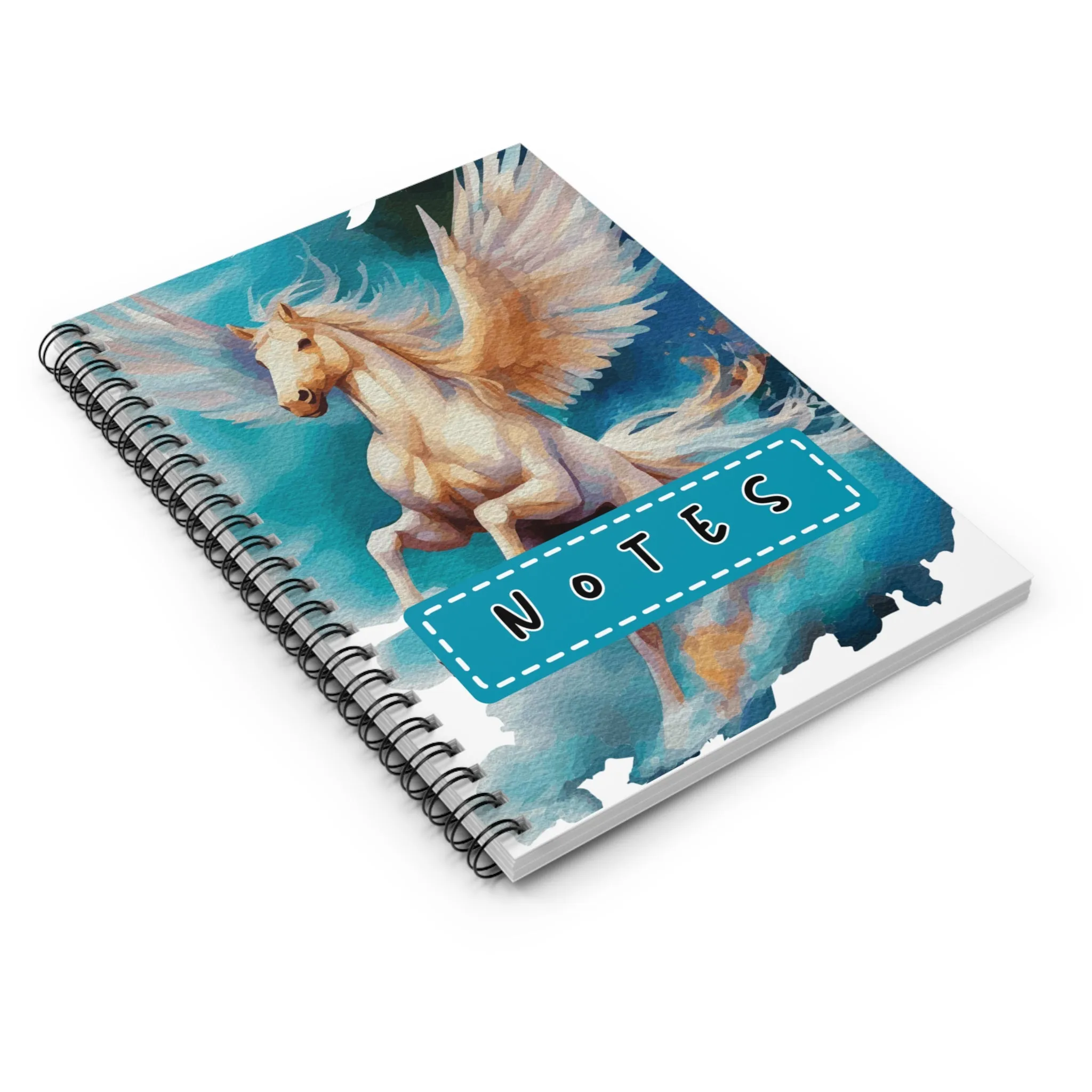 Pegasus Water Color Design Spiral Notebook - Ruled Line