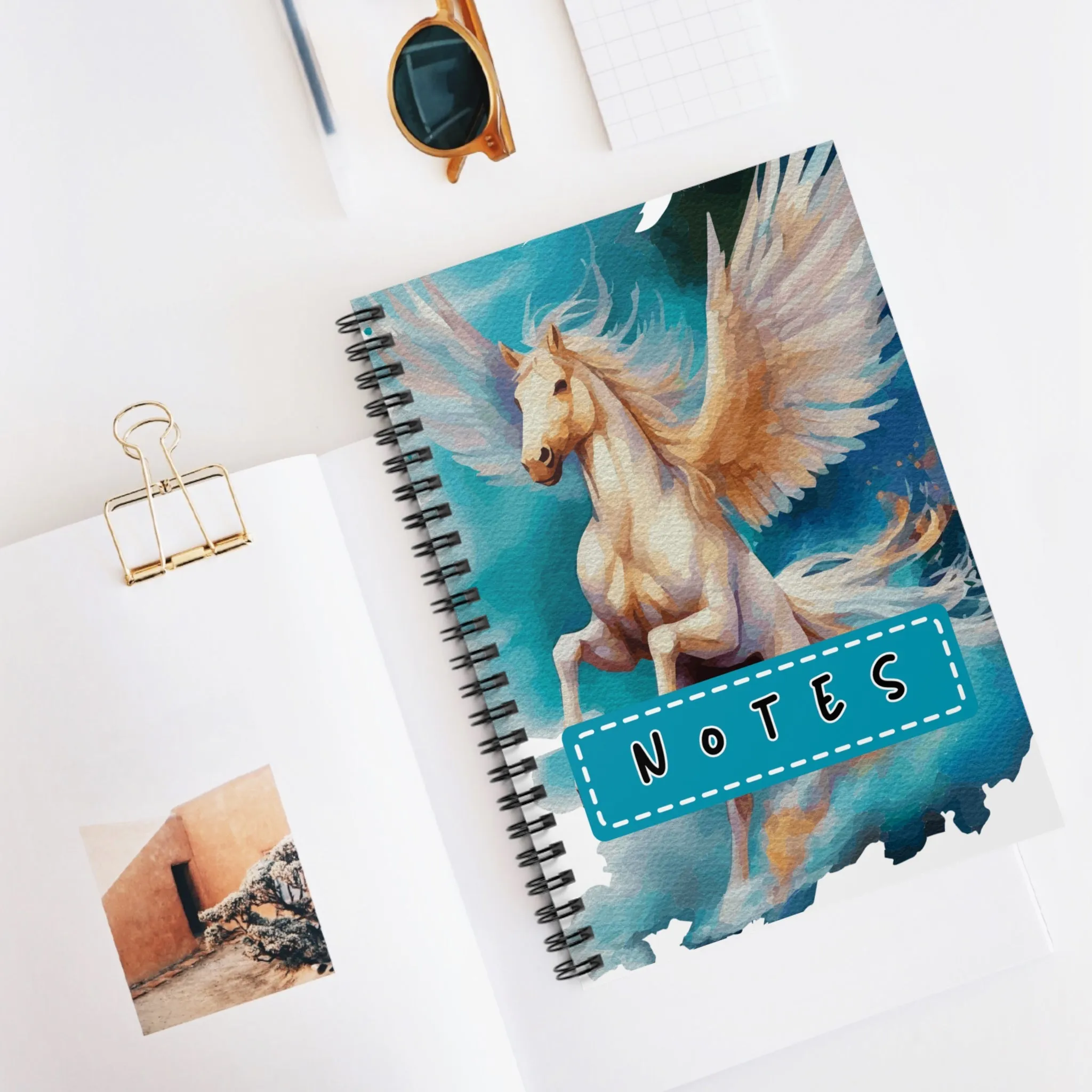 Pegasus Water Color Design Spiral Notebook - Ruled Line