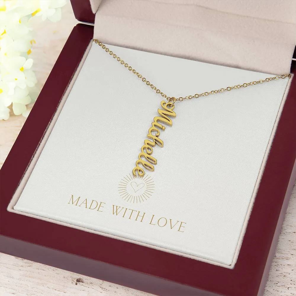 Personalized Vertical Name Necklace – A Thoughtful, Custom Gift for Any Occasion