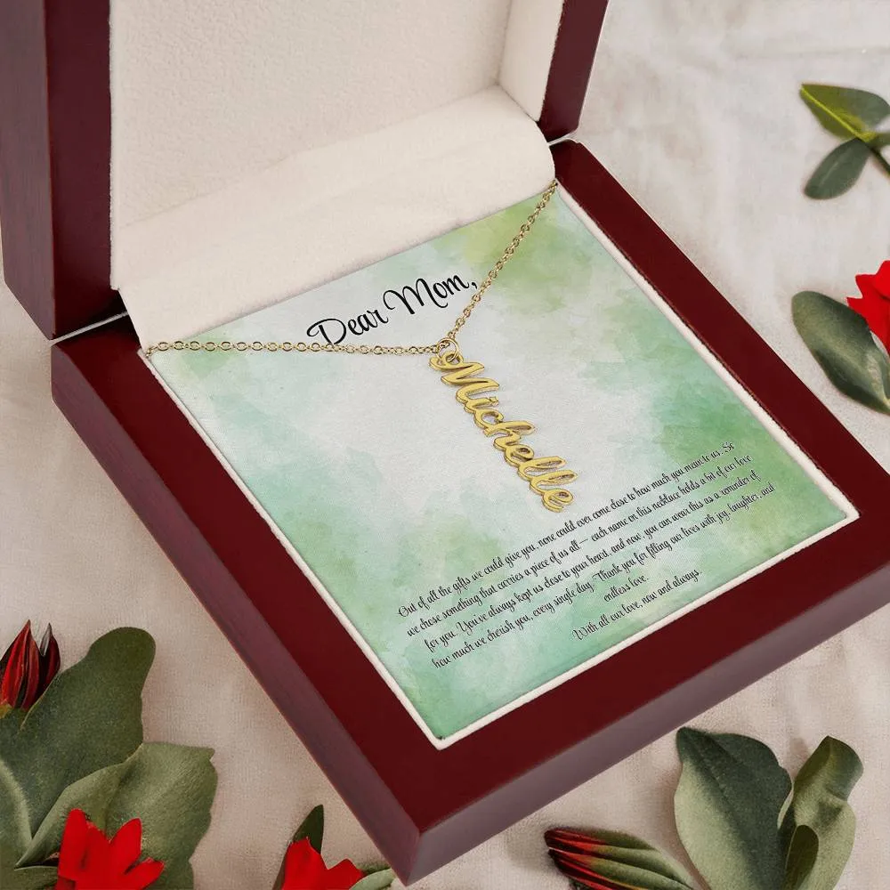 Personalized Vertical Name Necklace - Custom Jewelry Gift for Moms | Holiday, Birthday, Anniversary, Christmas