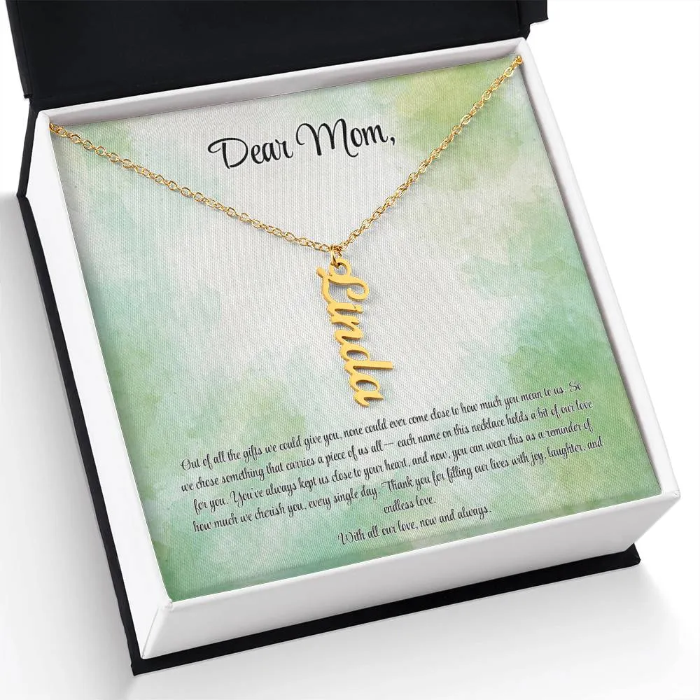 Personalized Vertical Name Necklace - Custom Jewelry Gift for Moms | Holiday, Birthday, Anniversary, Christmas