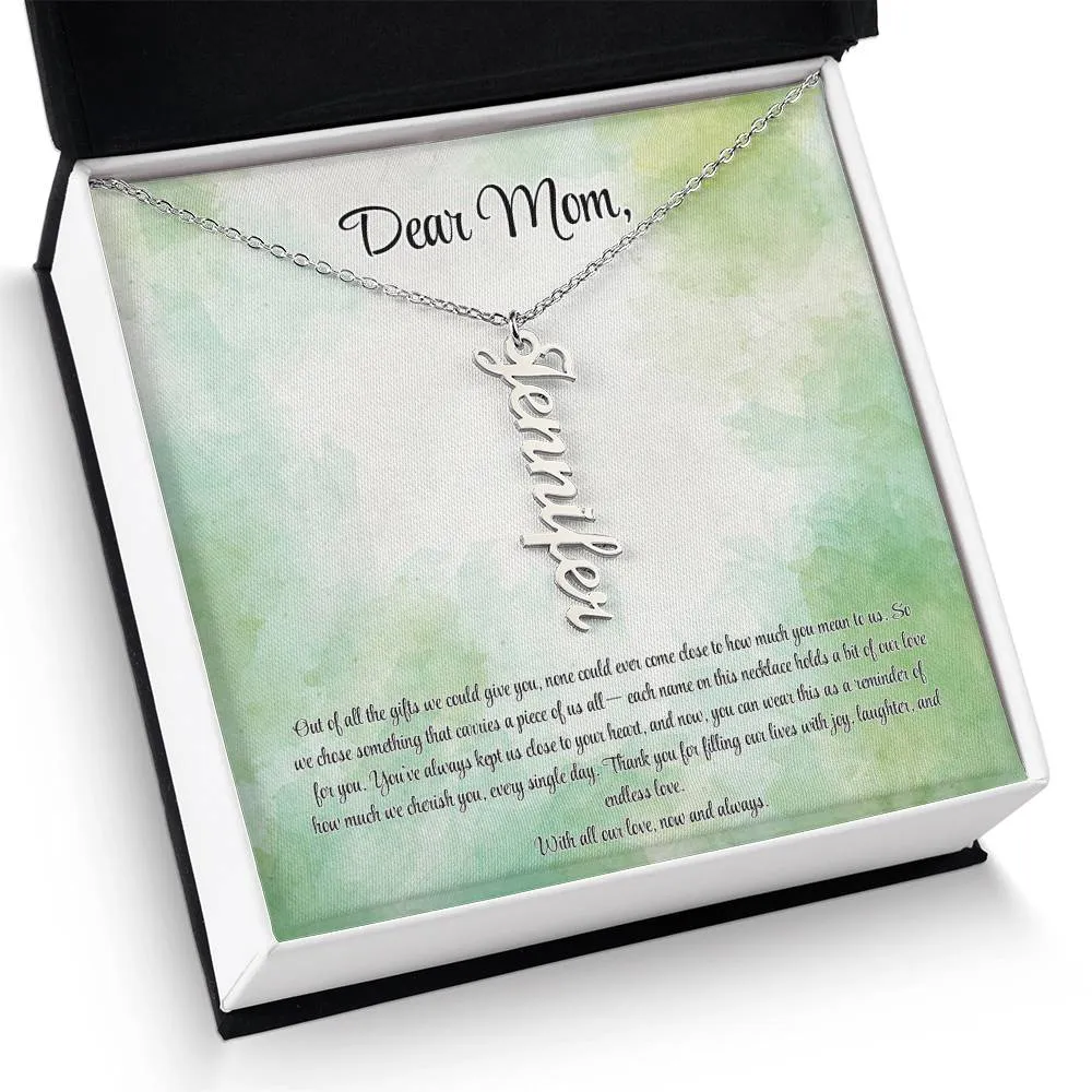Personalized Vertical Name Necklace - Custom Jewelry Gift for Moms | Holiday, Birthday, Anniversary, Christmas