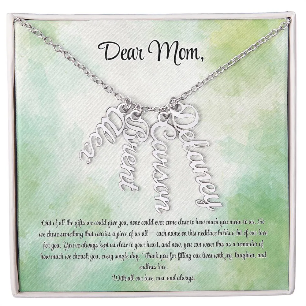 Personalized Vertical Name Necklace - Custom Jewelry Gift for Moms | Holiday, Birthday, Anniversary, Christmas