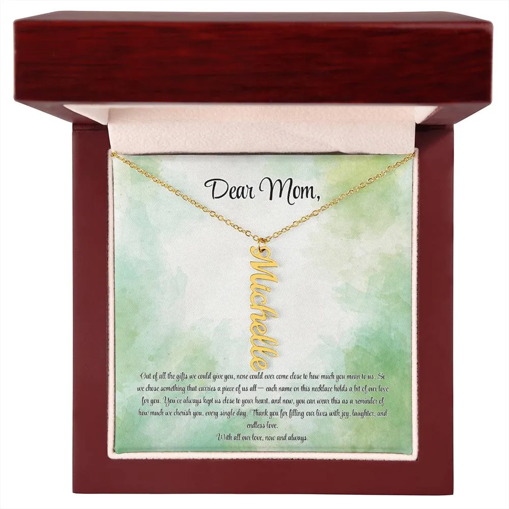 Personalized Vertical Name Necklace - Custom Jewelry Gift for Moms | Holiday, Birthday, Anniversary, Christmas