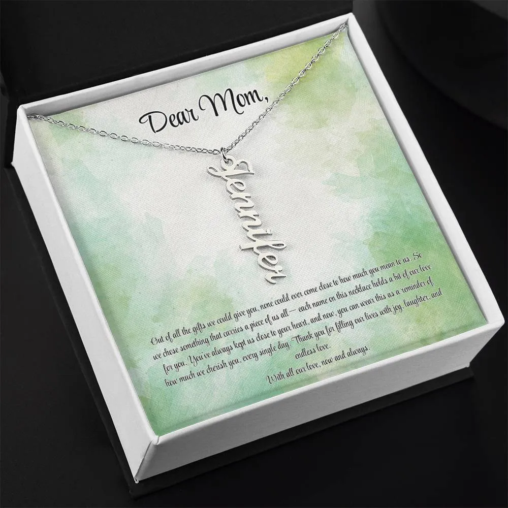 Personalized Vertical Name Necklace - Custom Jewelry Gift for Moms | Holiday, Birthday, Anniversary, Christmas