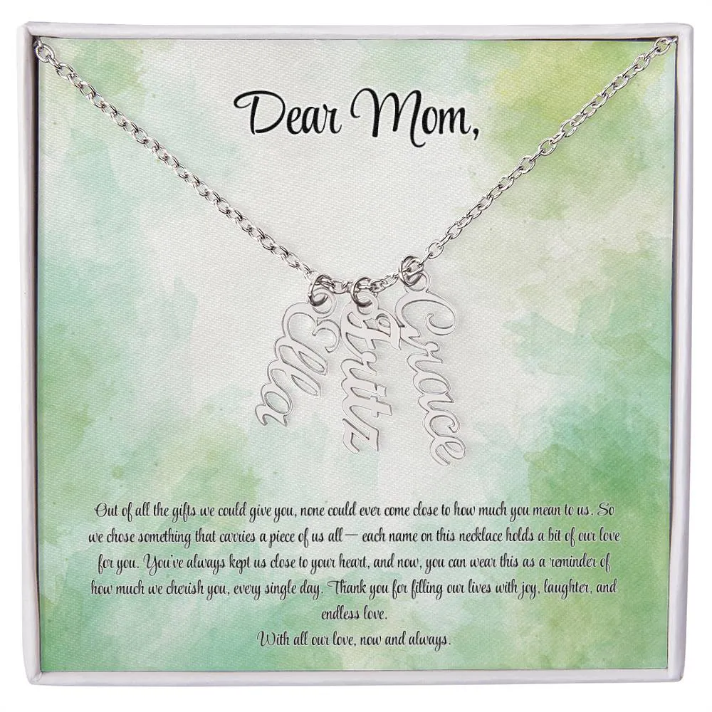 Personalized Vertical Name Necklace - Custom Jewelry Gift for Moms | Holiday, Birthday, Anniversary, Christmas
