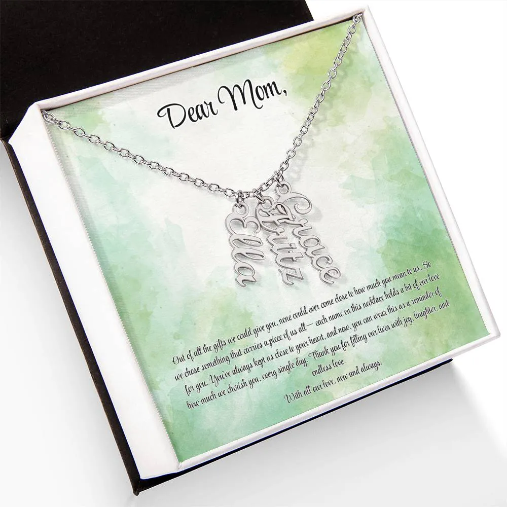 Personalized Vertical Name Necklace - Custom Jewelry Gift for Moms | Holiday, Birthday, Anniversary, Christmas