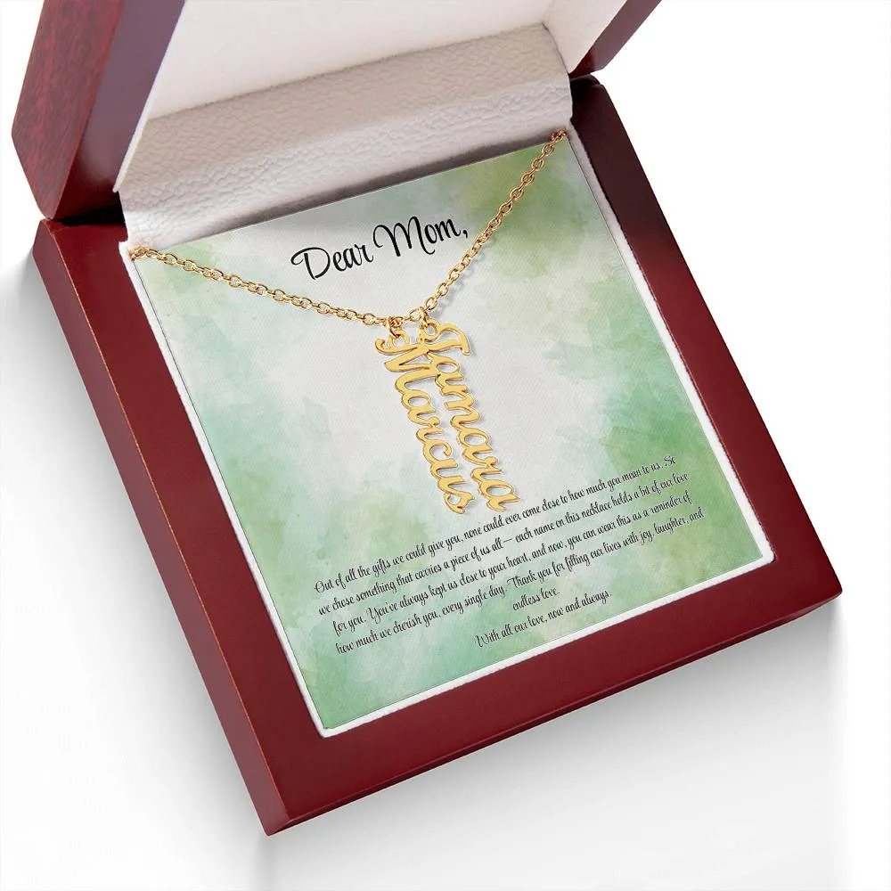 Personalized Vertical Name Necklace - Custom Jewelry Gift for Moms | Holiday, Birthday, Anniversary, Christmas