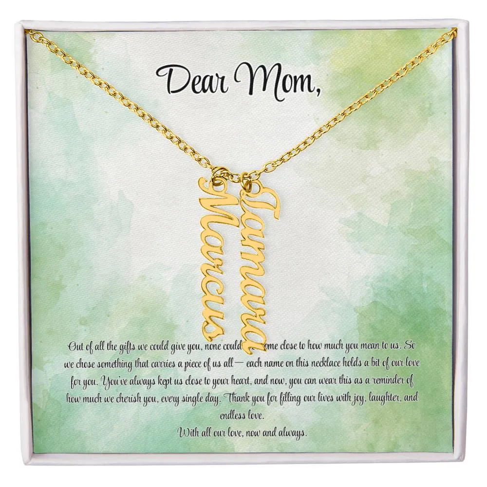 Personalized Vertical Name Necklace - Custom Jewelry Gift for Moms | Holiday, Birthday, Anniversary, Christmas