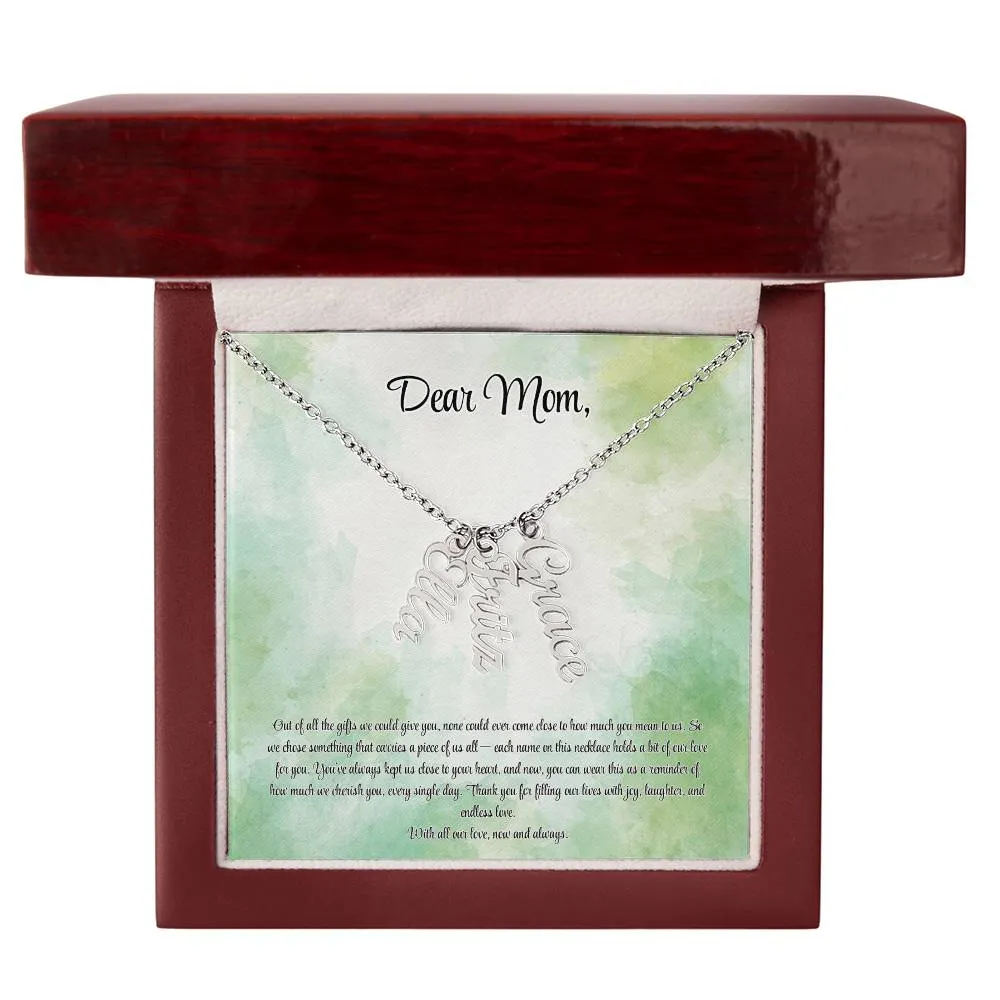 Personalized Vertical Name Necklace - Custom Jewelry Gift for Moms | Holiday, Birthday, Anniversary, Christmas