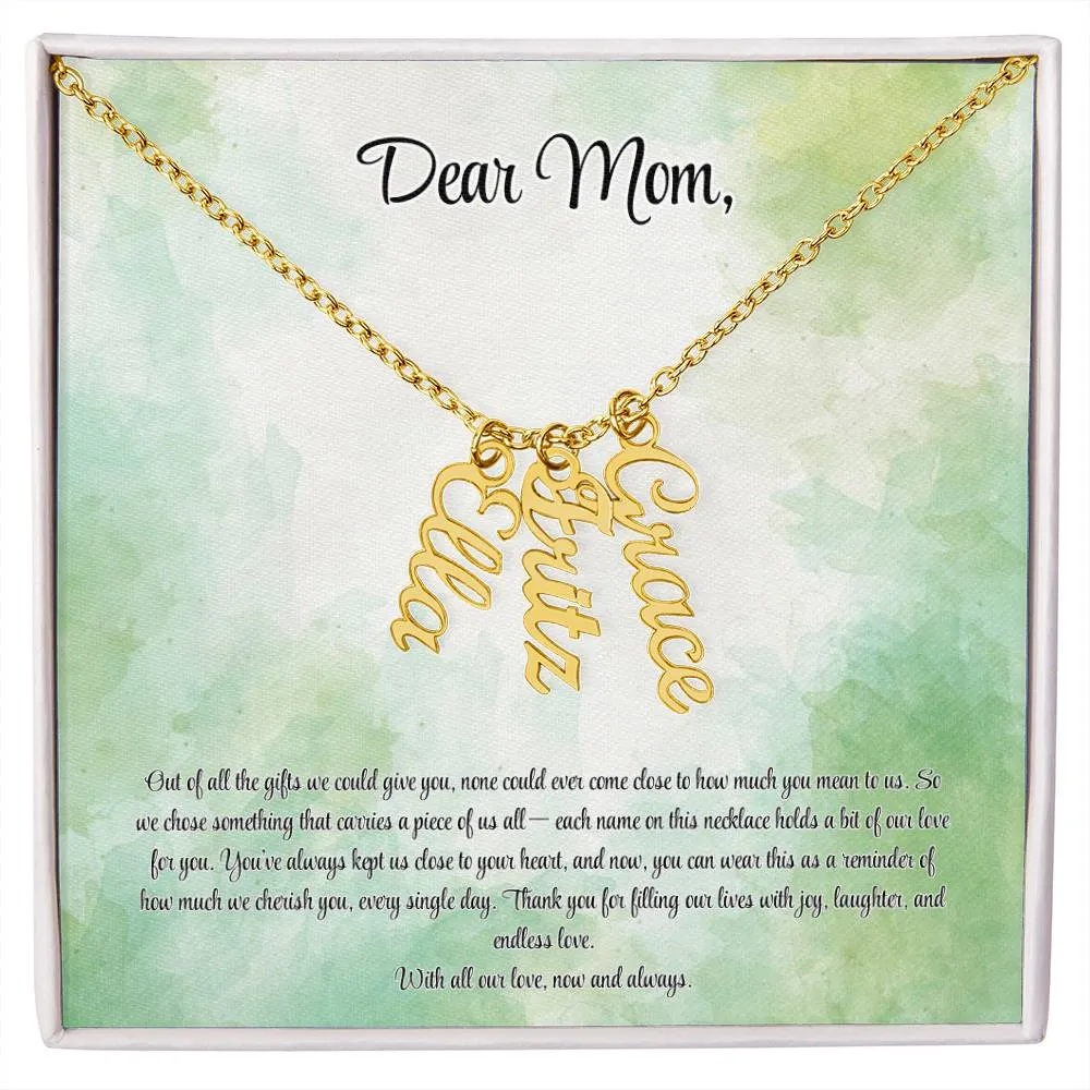 Personalized Vertical Name Necklace - Custom Jewelry Gift for Moms | Holiday, Birthday, Anniversary, Christmas