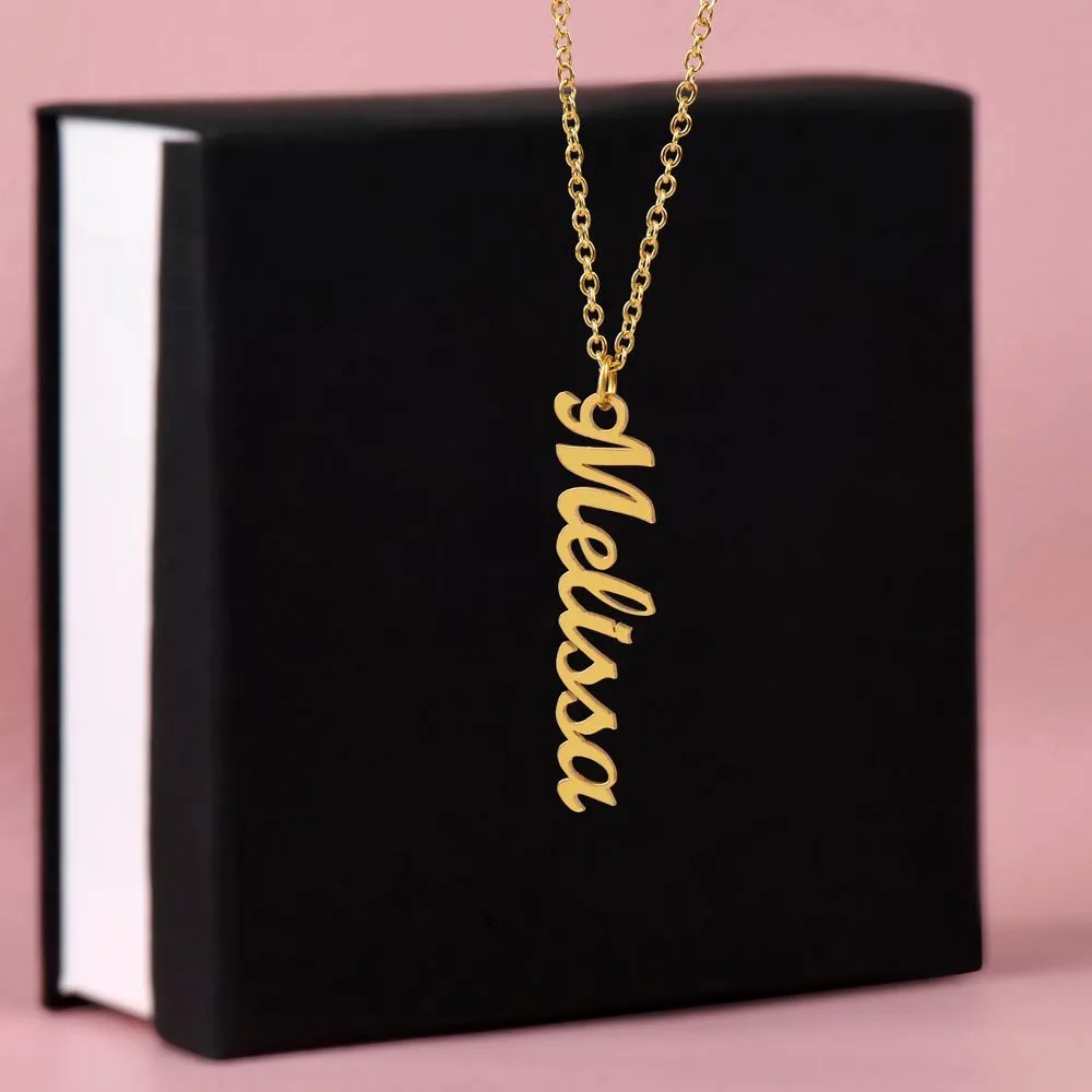 Personalized Vertical Name Necklace - Custom Jewelry Gift for Moms | Holiday, Birthday, Anniversary, Christmas